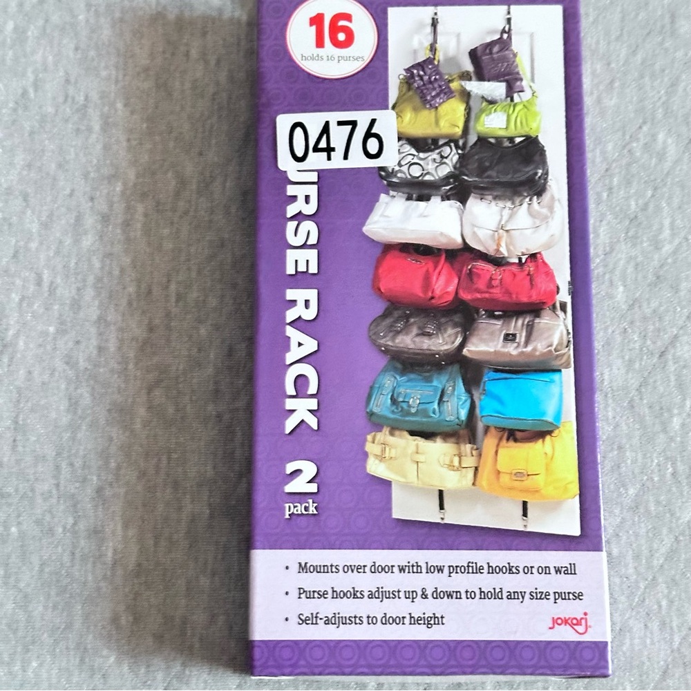 Purse Rack Organizer two pack Over the Door or On the Wall Adjustable Hooks NWIB